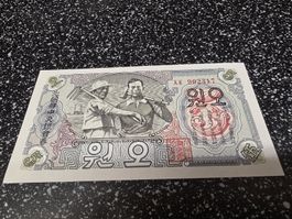 5 Won Nordkorea 1947 Banknote 100% Original 