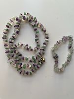 Edelsteine Halskette und Armband Amethyst Aventurine Quartz