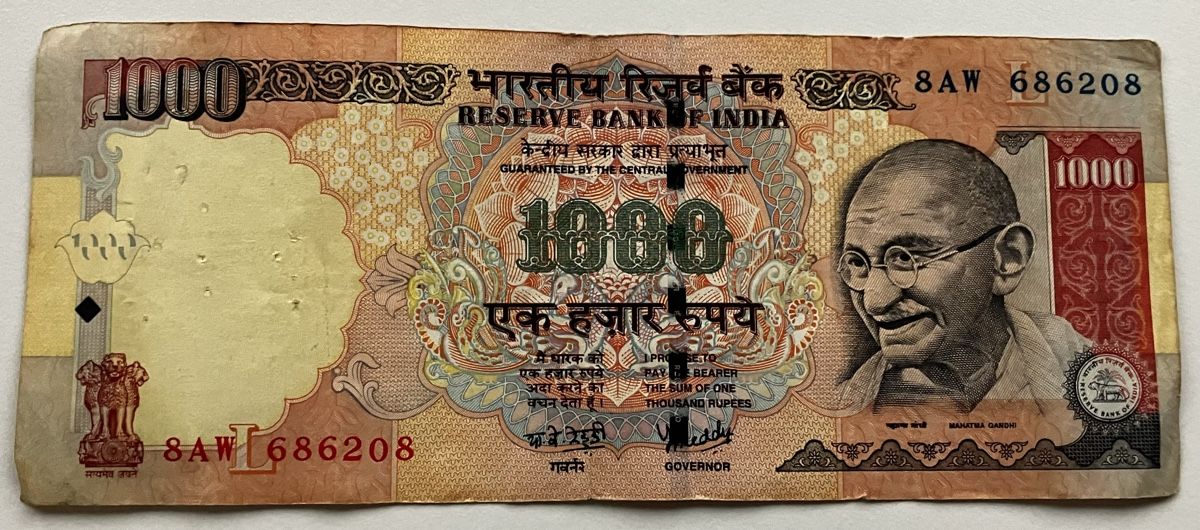 Banconote: Indien 1000 Rupees 2007 – Usato da Algetshausen venduto da Carrhard