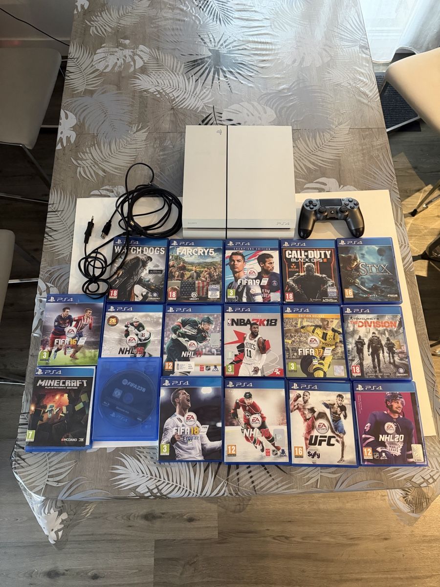 Sony Console: PlayStation 4 White + Manette + 17 Jeux – Usato da Genève venduto da sho_67qj