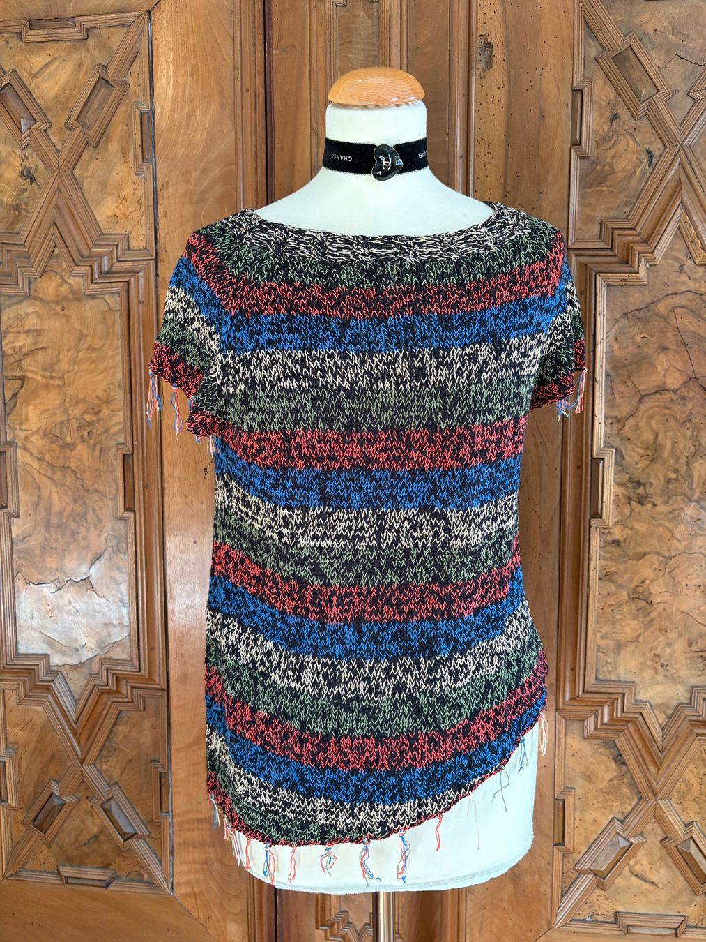 Top: STRICK-TOP mit Fransen  100% dicke Viskose   Gr. M – Usato da Interlaken venduto da Bona55 1