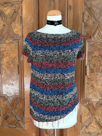 STRICK-TOP mit Fransen  100% dicke Viskose   Gr. M