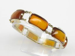 Vintage Armband Kette Silber 835 vergoldet Bernstein / 20 cm