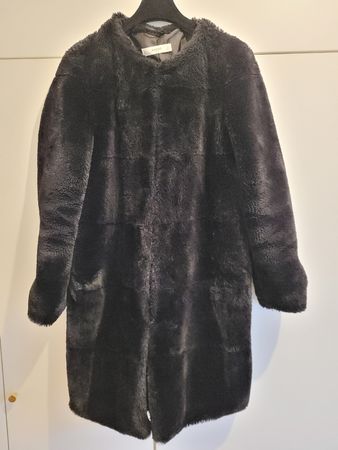 Faux Fur Mantel, schwarz, MANGO