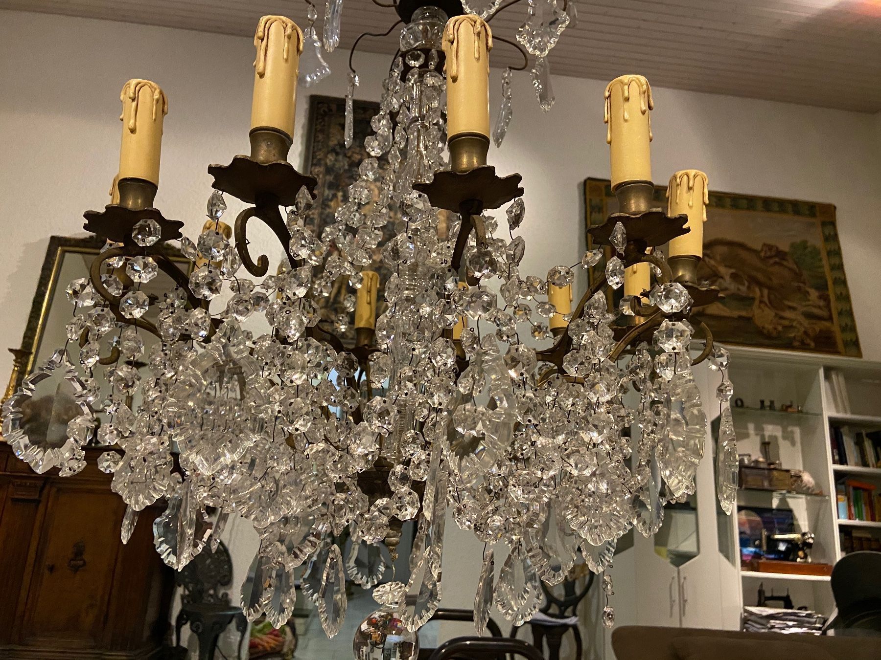 Lampadari & plafoniere: Antiker Kronleuchter mit Kristallglas ca 1930 – Usato da Buchs ZH venduto da JPK7 2