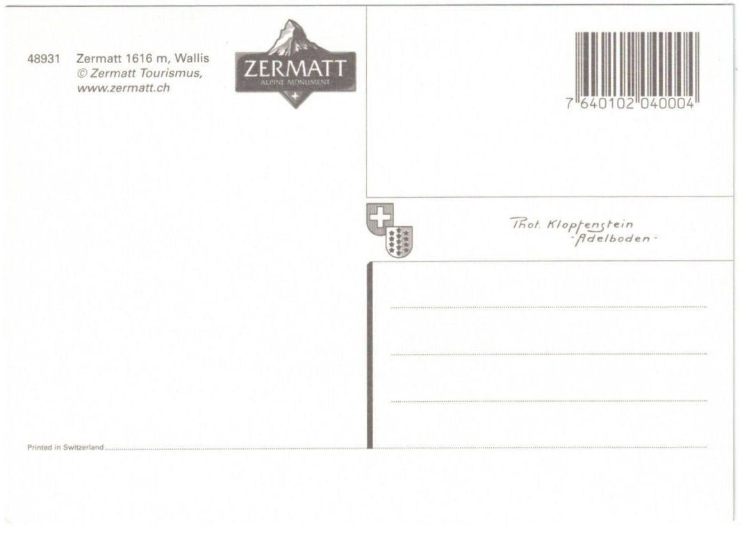 Cartoline postali: Zermatt - Panoramakarte Sommer – Usato da Binningen venduto da Mountainrider 1