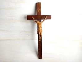 Kruzifix Vintage Antik Holz Jesus Schnitzerei