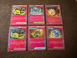 Pokémon: 6er Lot Karten:  1* PRE DE, 1* PRE EN, 4* sv8a JAP