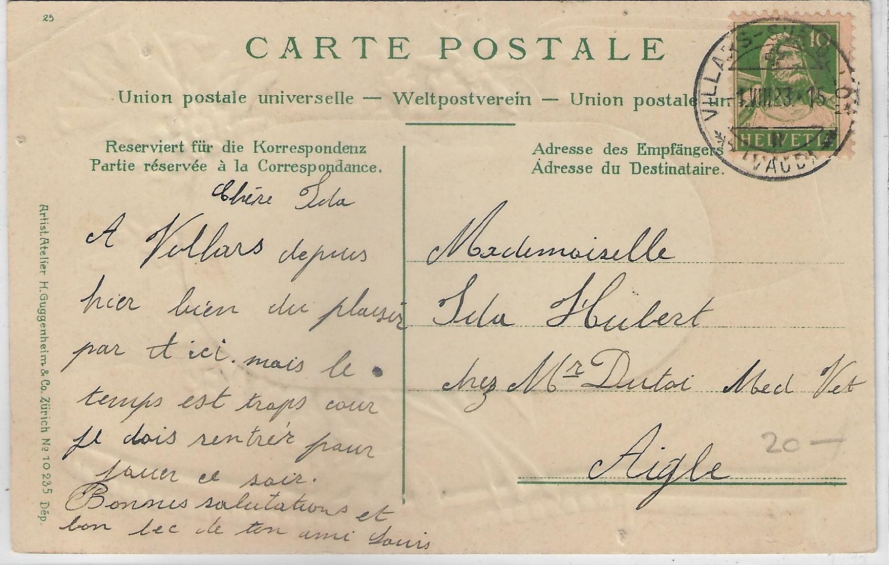 Cartoline postali: Villars-Chesieres - Wanderschuh Präge-Litho – Usato da Ettingen venduto da Kartenplanet 1
