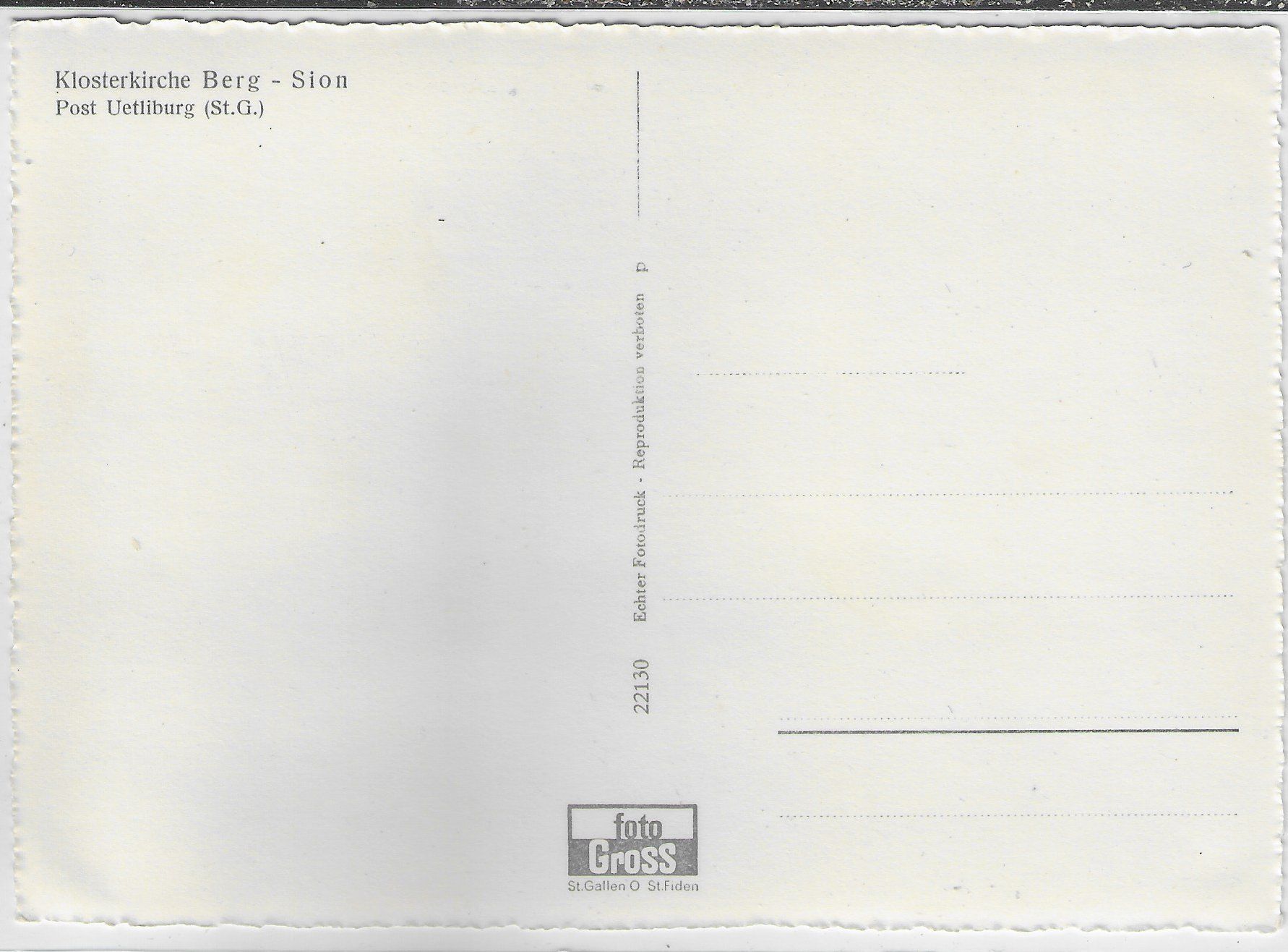 Cartoline postali: Klosterkirche Berg-Sion - Uetliburg SG – Usato da Ettingen venduto da Kartenplanet 1