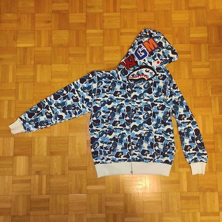 BAPE shark zip hoodie baby blue