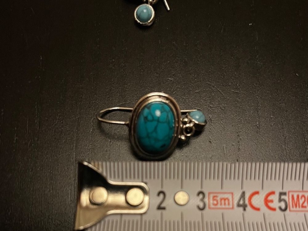 Türkis Ohrringe 925er Silber - Sonnenblume Design Mit Türkis Tropfen