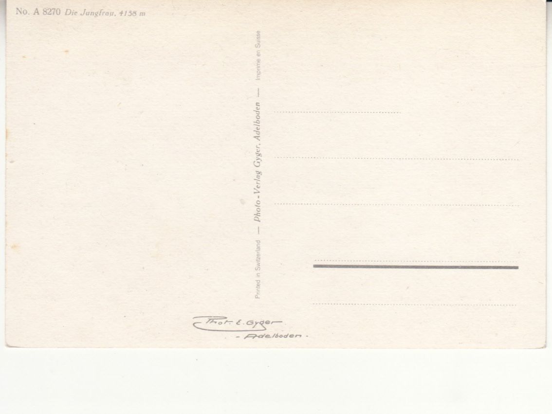 Cartoline postali: Jungfrau ca. 1960 – Usato da Bürglen TG venduto da StampGraf 1