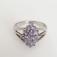 Vintage Silber Ring 925 mit lila Steinen, , Gr. 18,6 mm