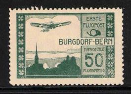 1913 Flugpost Vorläufer IV Burgdorf, mit Gummi und Falz *