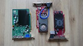 Drei alte PCI-Express Grafikkarten