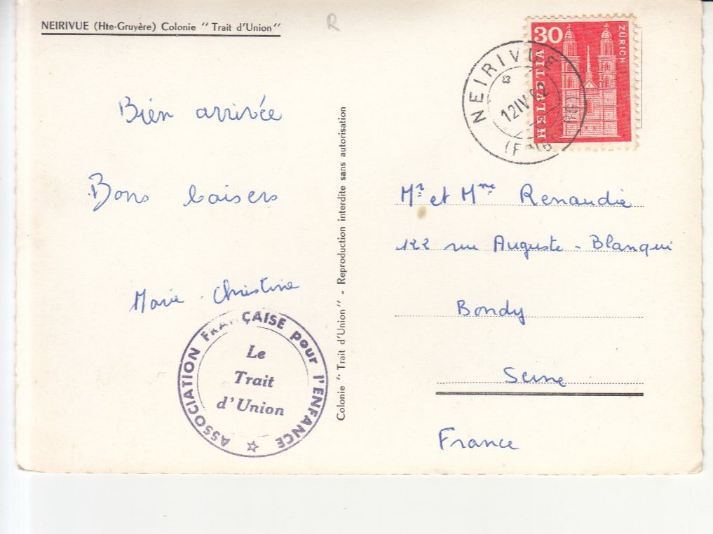 Cartes postales: Neirivue 1962 – D'occasion à Bürglen TG par StampGraf 1