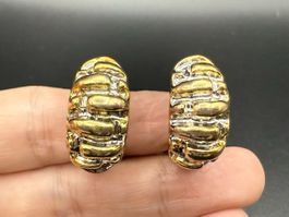 Vintage Ohrringe in Goldfarbe und Silberfarbe, zweifarbig