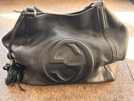 GUCCI Soho black leather big Shopper Handtasche gross