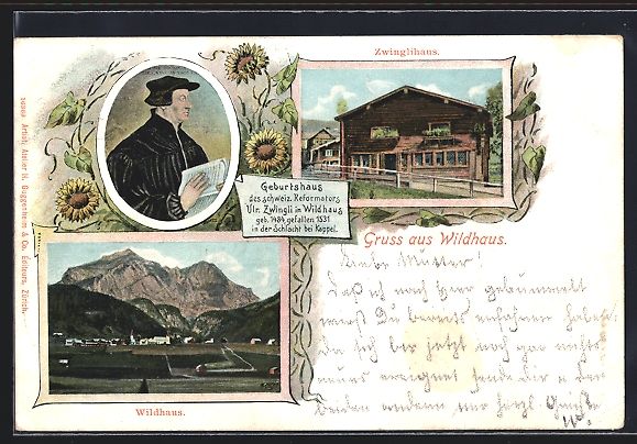 Cartoline postali: Lithographie Wildhaus, Zwinglihaus, 1902 – Usato da Berlin venduto da bartko-reher