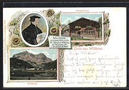 Lithographie Wildhaus, Zwinglihaus, 1902