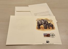 WWF Grusskarte Elefanten Motiv mit Stempel Uganda 1983