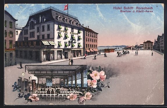 Cartoline postali: Künstler-AK Rorschach, Hotel Schiff – Usato da Berlin venduto da bartko-reher