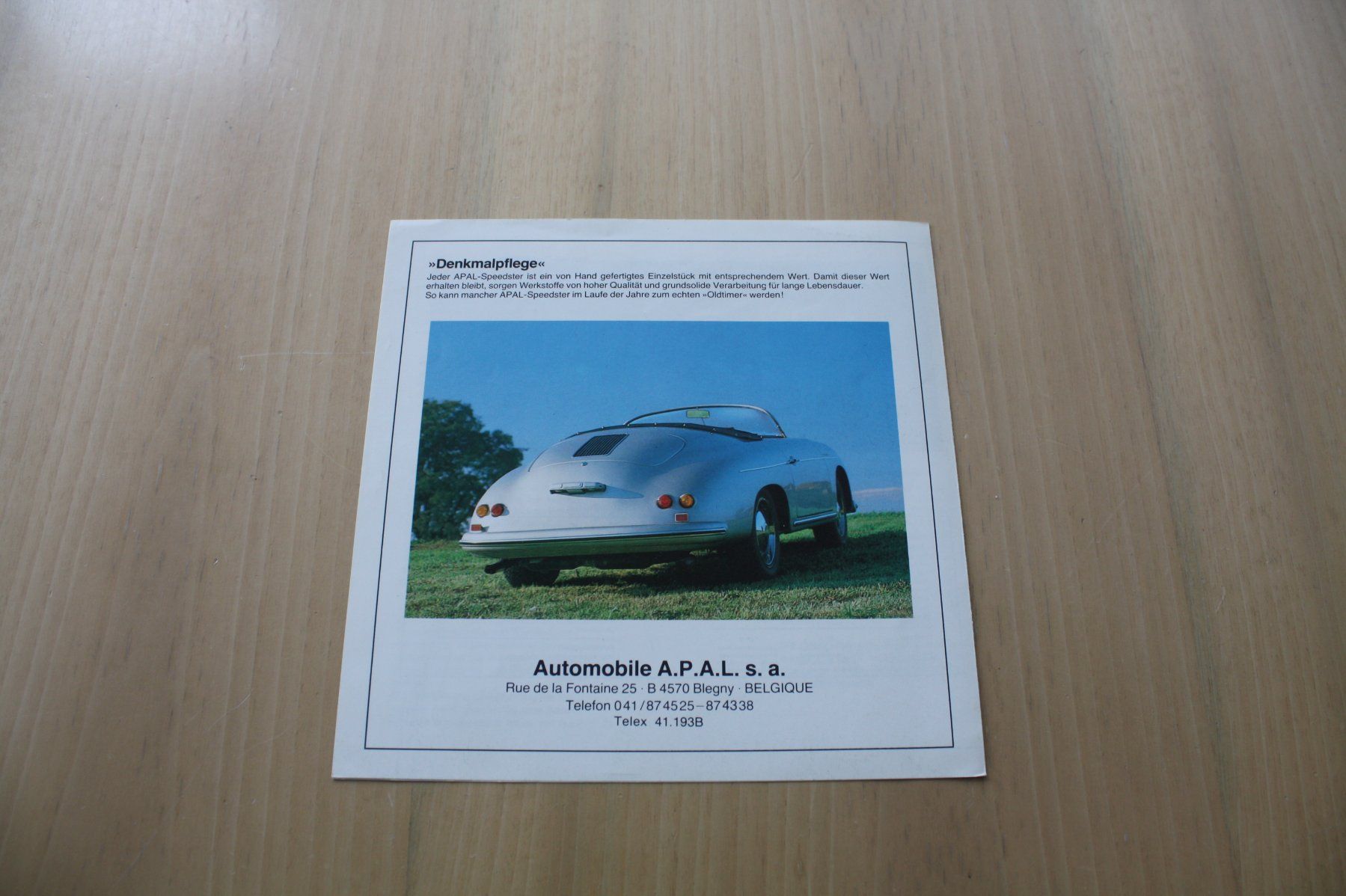 Porsche Documenti: Porsche 356 APAL Speedster Broschüre – Usato da Wikon venduto da erwin400 2