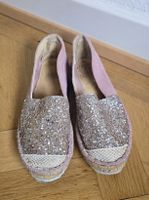 Espadrilles roses en cuir velours à paillettes pointure 36