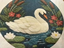 Filzen-Wollfilz-Filzmalerei-Stichinseln-Handgemacht-Schwan