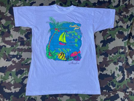 Vintage 90s T-Shirt Caribbean Sailing Fisch Sz L New!