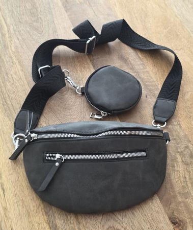 Bauchtasche mit Münz-Täschli, anthrazit, Kunstleder, neu
