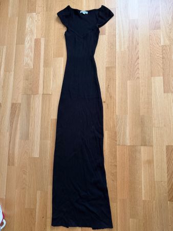 Schickes, geripptes, schwarzes Maxikleid von Savage Honey