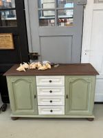 Kommode Sideboard Holz restauriert vintage grün braun weiss