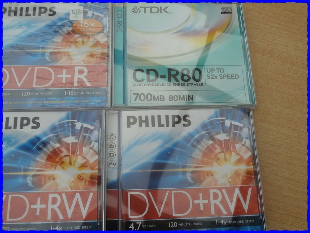 9 x DVD+R (Philips) und 7x CD-R80 (TDK) - Rohlinge Neu (Neu (gemäss ...