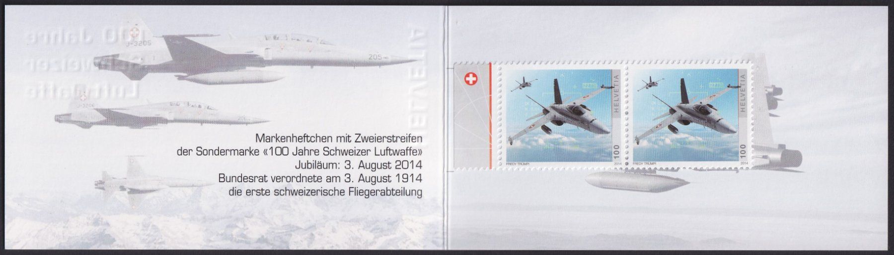 Tutti i francobolli: 2014, Nr.1493 in Markenheft "LUFTWAFFE" ungestempelt. – Usato da Sursee venduto da Luzernerraute 1