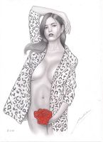 Rose, dessin sexy au crayon