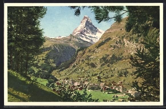 Cartoline postali: AK Zermatt, Blick gegen das Matterhorn – Usato da Berlin venduto da bartko-reher