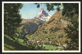 AK Zermatt, Blick gegen das Matterhorn