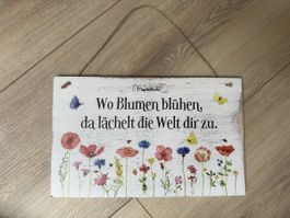 Spiegelburg Wandschild Blumen mit Spruch