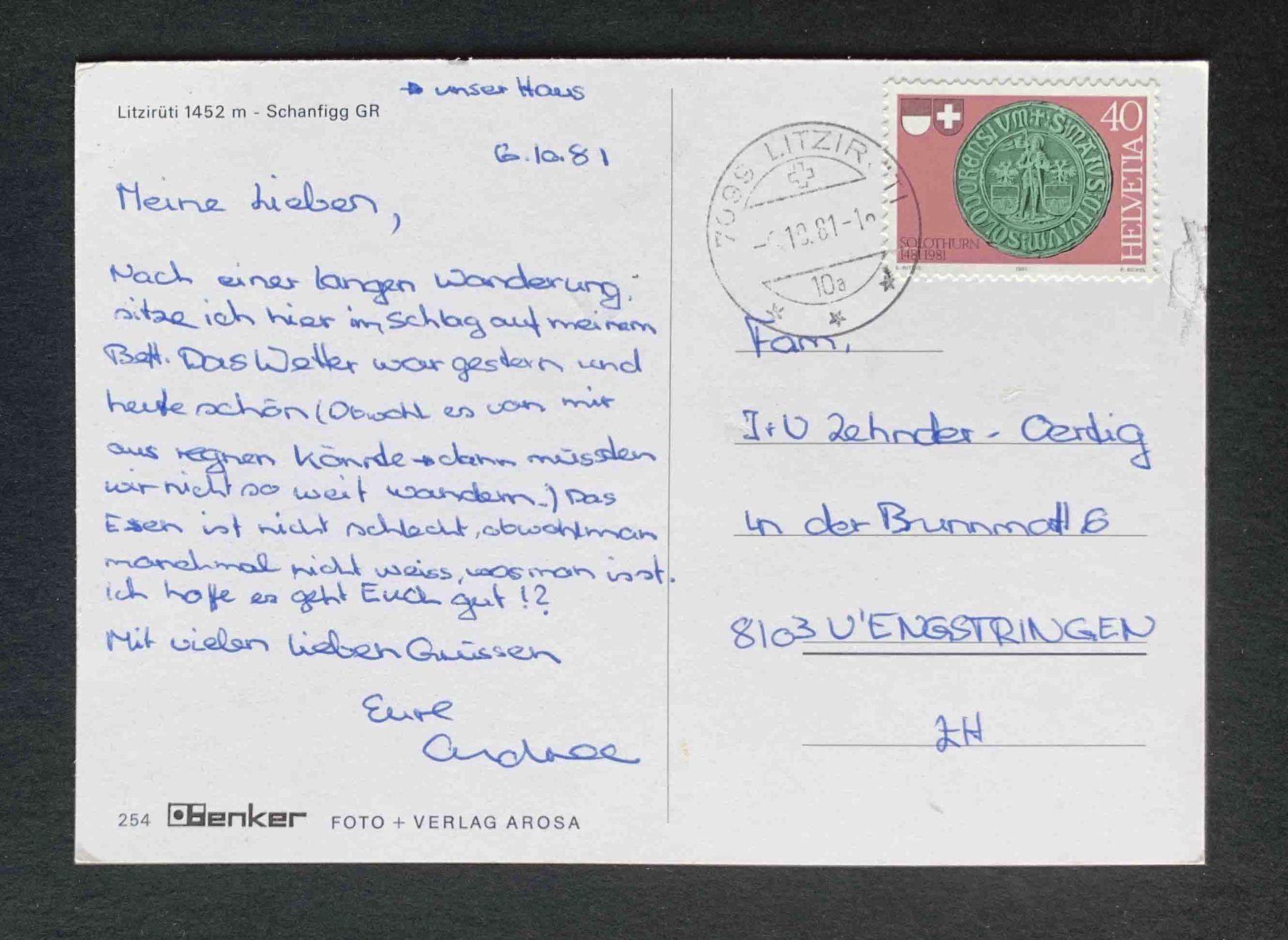 Cartoline postali: AK Litzirüti Schanfigg GR – Usato da Goldau venduto da artelier1 1