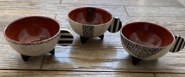 3 handgearbeitete postmoderne Tassen, 90er