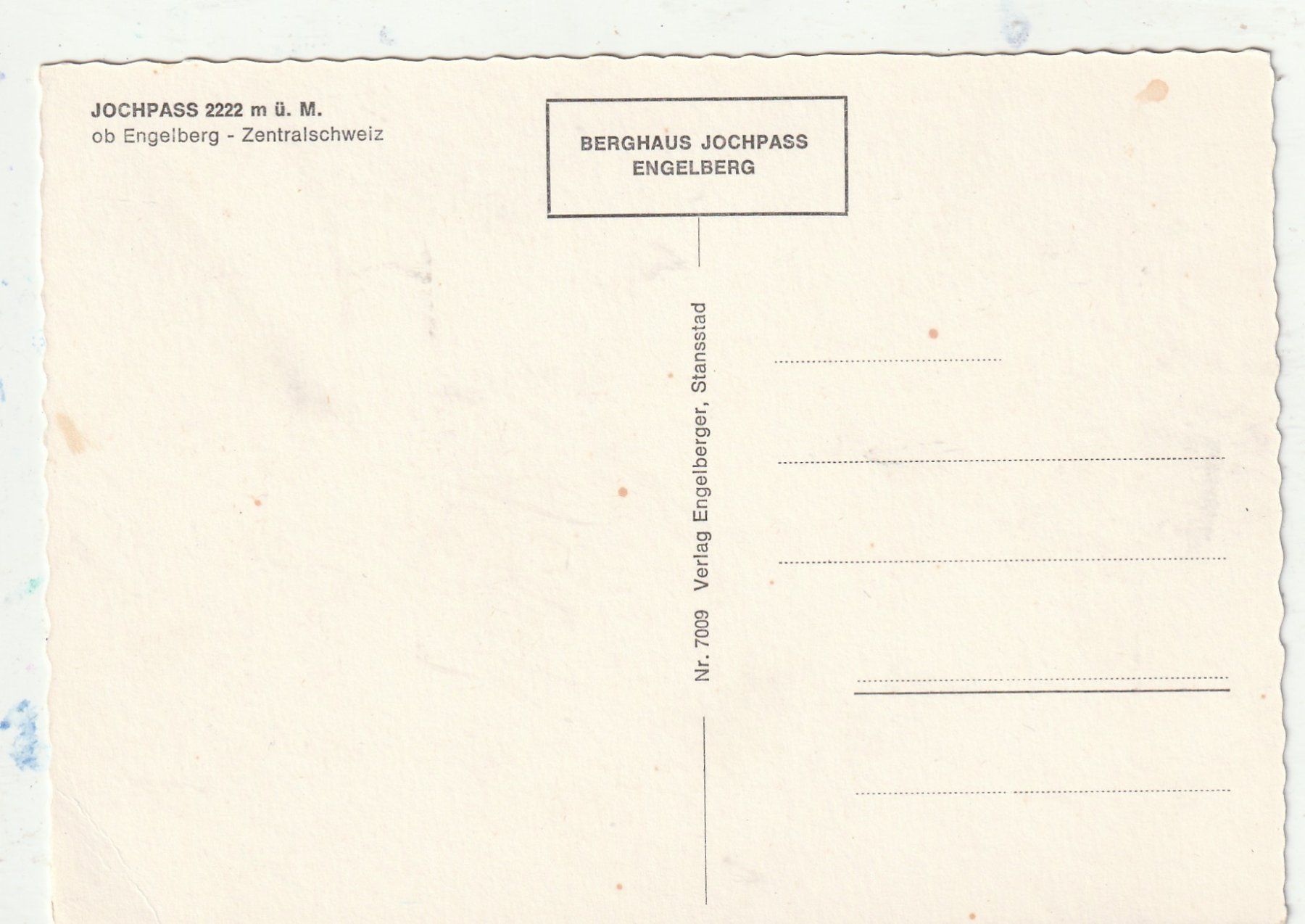 Cartoline postali: Berghaus Jochpass ob Engelberg – Usato da Lumbrein venduto da made02 1