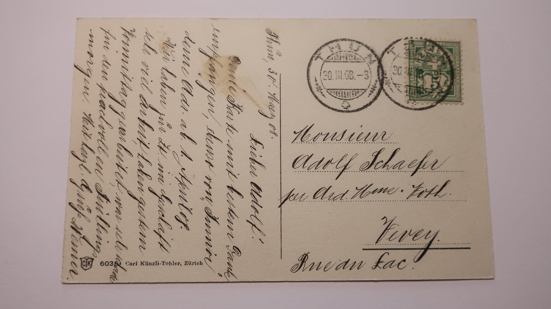 Cartoline postali: Schloss Schadau am Thunersee 1908 – Usato da Cormoret venduto da Pascalll2001 2