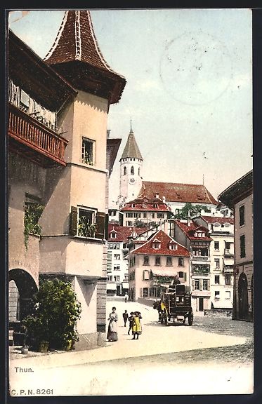 Cartoline postali: AK Thun, Strassenpartie im Ort, 1906 – Usato da Berlin venduto da bartko-reher