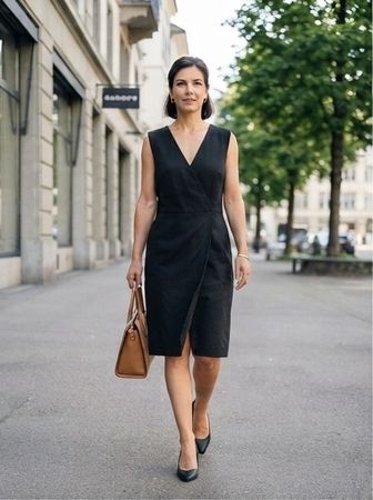 DKNY Ärmelloses schwarzes Wollkleid