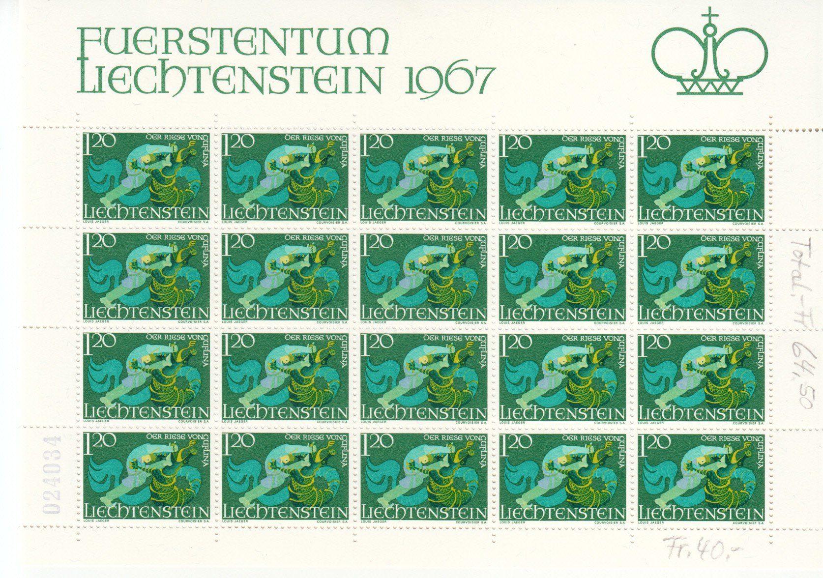 Tutti i francobolli: LBK 410 - 412 Bogen postfrisch – Usato da Bürglen TG venduto da StampGraf 3