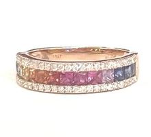 Cocktailring: 13 Rainbow Saphire 1.03ct., Diamanten, 2.790,-
