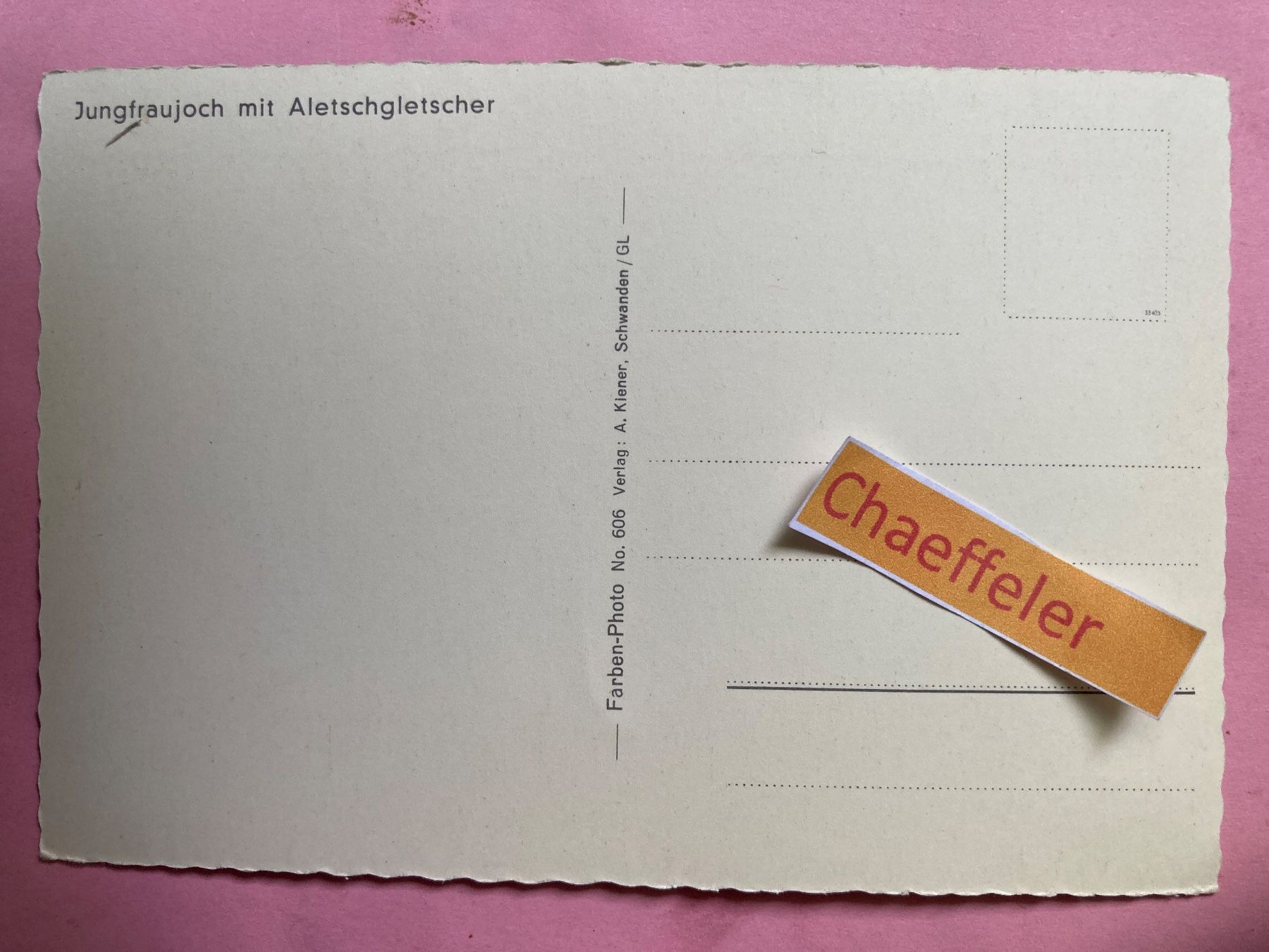 Cartes postales: Jungfraujoch mit Aletschgletscher – D'occasion à Zürich par Chaeffeler 1