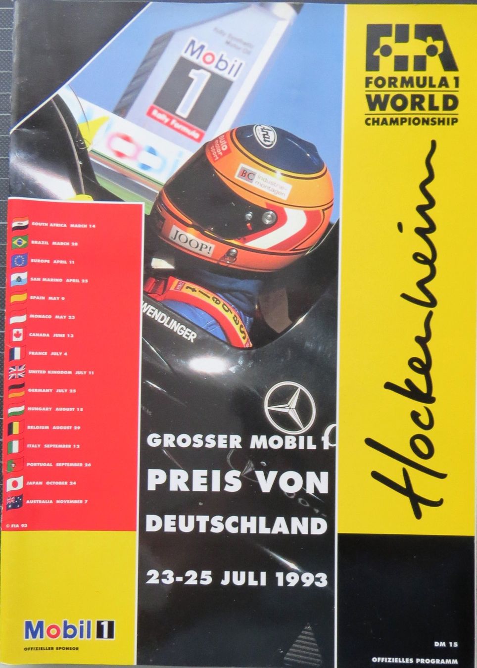 Documenti: Programm Formel 1 in Hockenheim von 1993 – Usato da Ettingen venduto da campione_1